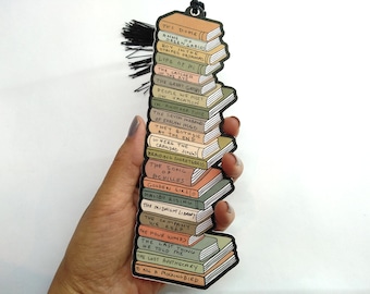 Book stack Bookmark Tracker, Bookstack, Unique, Double Sided, 42 Books to Fill in, High Quality, Thick sturdy, Unique gift, Book club
