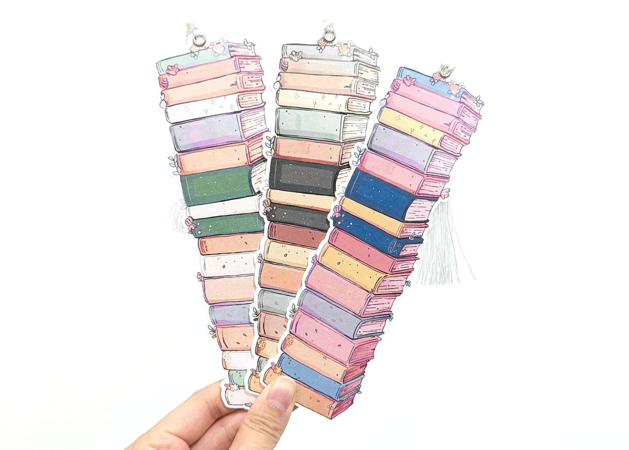 Little Petals Double Sided Bookmark Tracker, Book Stack, 34 Books to fill in per bookmark, High Quality, Thick Sturdy Cardstock