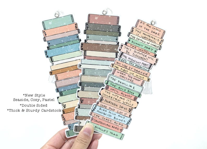Marcapáginas para libros, para apilar libros, doble cara, de alta calidad, cartulina gruesa y resistente, ideal para regalar o para clubes de lectura. SeasideCozyPastelNew