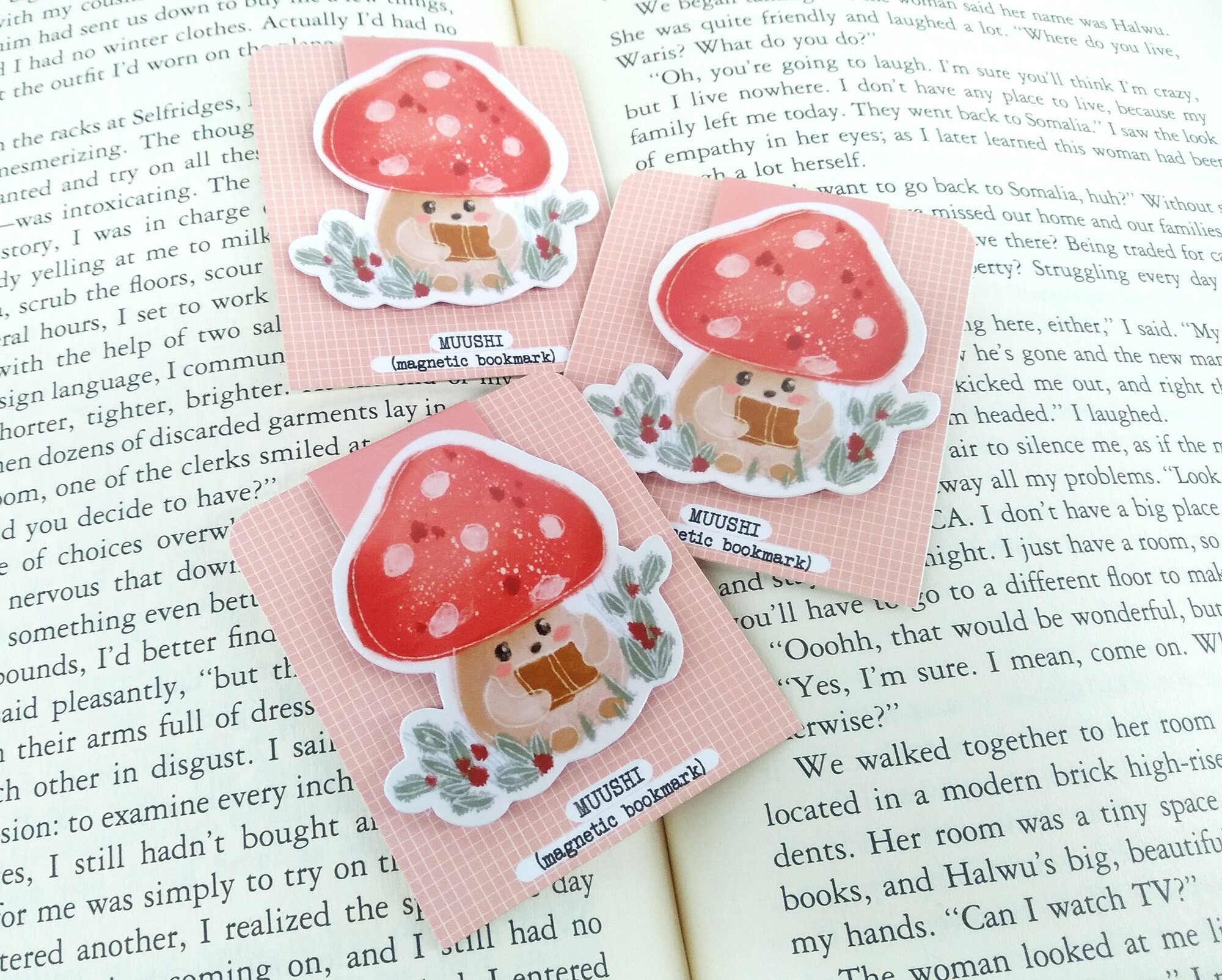 Mushi Mushroom Bookmark Magnet Magnetic Handmade Front Side 