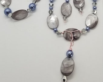 Bohemian Pearl Jewelry Set: Necklace, Bracelet & Earrings