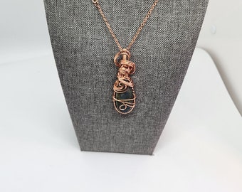 Copper Wrapped Labradorite Pendant Necklace: Bohemian Healing Stone