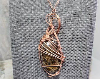 A Bronzite Pendant, Bohemian Fashion Jewelry, Copper Necklace, Special Gift, Etsy Handmade Art