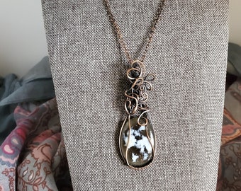 Australian Opal Pendant: Antiqued Copper Wire Wrapped Necklace