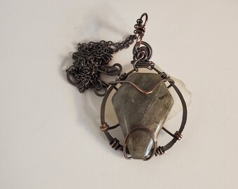 A Antiqued Raw Copper Labradorite Pendant Necklace, Fantasy Jewelry, Metal Fashions