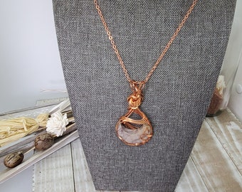 Handmade Porcelain Jasper Pendant: Bohemian Copper Necklace
