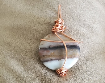 Handmade Copper Wrapped Pendant Necklace: Bohemian Southwestern Fashion