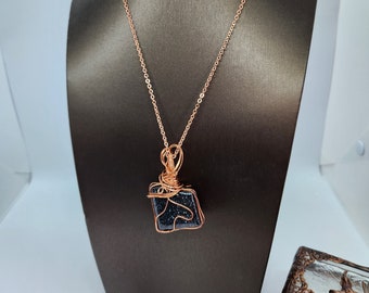 A Specularite Pendant, Copper Jewelry, Hematite Specular, Gift Giving, Bohemian Fashion, Nature Inspired