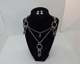 Handmade Silver Stainless Steel Chainmail Necklace Gothic Statement Jewelry Medieval Renaissance Festival Bold