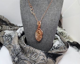 Copper-Wrapped Cobra Jasper Pendant Necklace - Bohemian Chic Healing Stone Jewelry for Her - Unique Jewelry