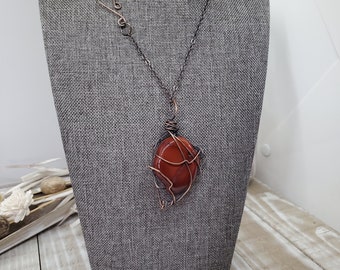 Mookaite Rock Pendant: Hand-Wrapped Copper Wire Necklace