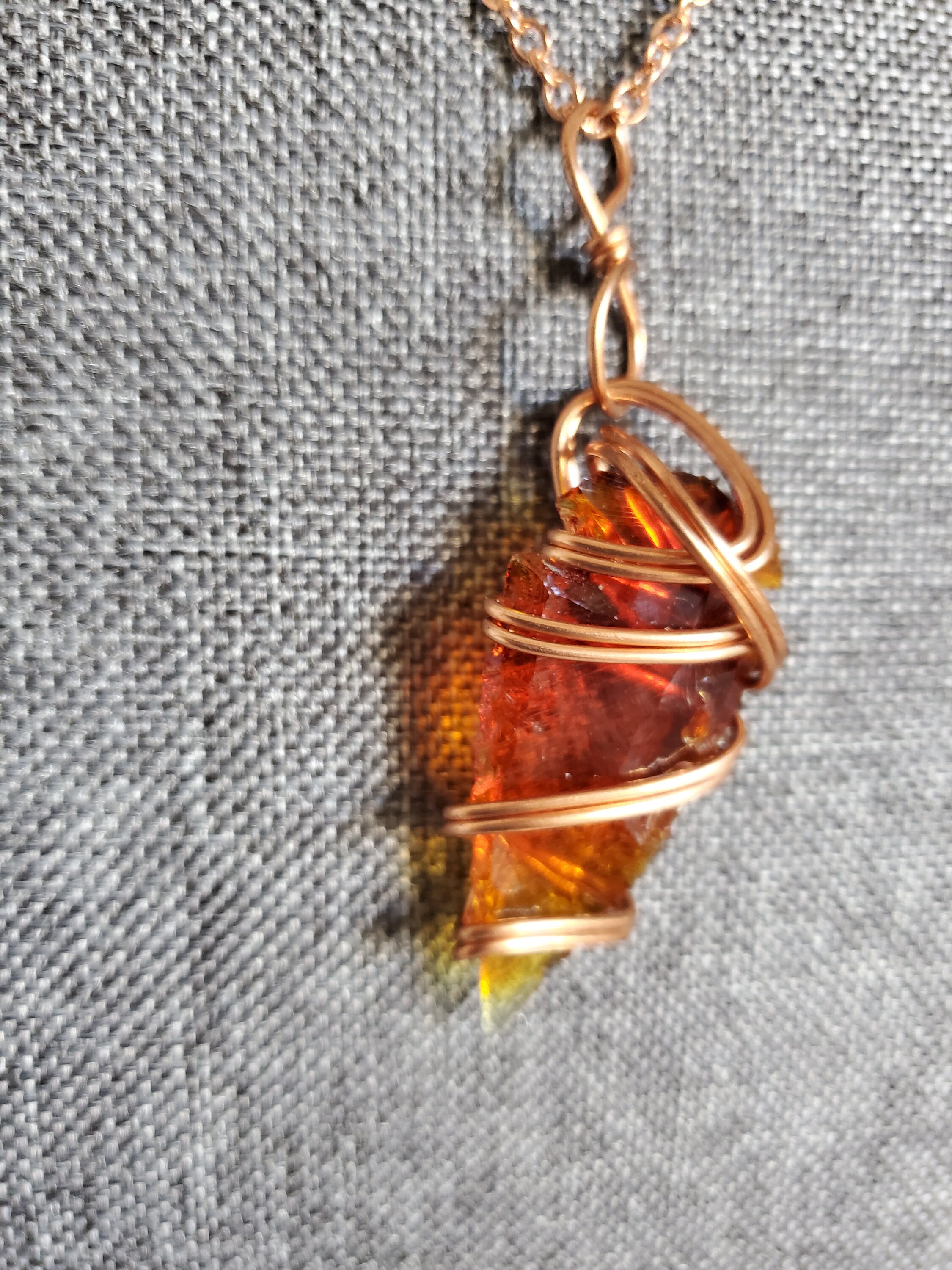 A Copper Wrapped Fire Orange Glass Arrowhead Hippie Jewelry - Etsy