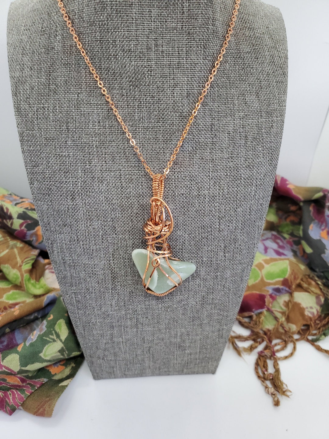 A Copper Wrapped Green Aventurine Pendant Necklace - Etsy