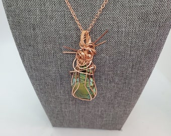 Hubei Turquoise Pendant Necklace: Handmade Copper Bohemian Jewelry