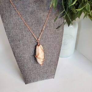 Copper Wrapped Shell Pendant Necklace: Bohemian Beach Jewelry