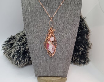 Rock Necklace, Plume Agate Pendant, Anniversary Gift, Bohemian Fashion, Copper Jewelry, Special Events Jewelry
