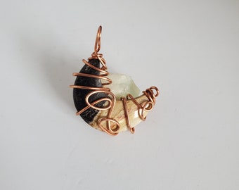 Copper Wrapped Palm Root Crescent Moon Pendant Necklace, Handmade Gifts