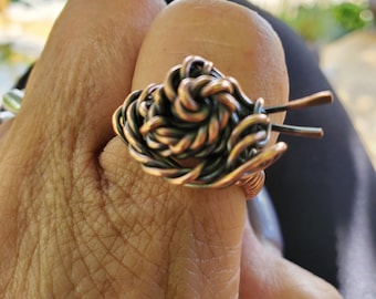 Handmade Copper Wrapped Ring: Rustic Boho Style Jewelry