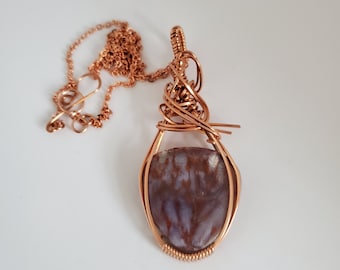 Copper Wrapped Saganite Agate Pendant Necklace: Heady Jewelry