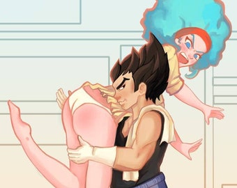 Dragon Ball Z Vegeta and Bulma Pin Up Fanart Print