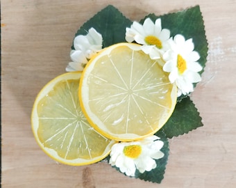 Lolita Lemon Brooch with Flowers and Pearls