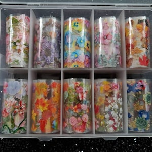 Nail Foil Transfer. Maple leaves, flowers. Butterfly. Nail Art. Nail Designer