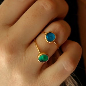 Dainty Mood Ring • Color Changing Ring • Gold Filled Mood Ring • Blue Stone Ring • Witchy Jewelry • Fall Gift for Her