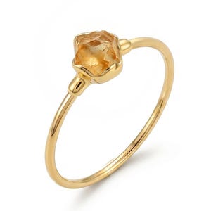 Anillo pequeño de citrino natural - Plata de ley