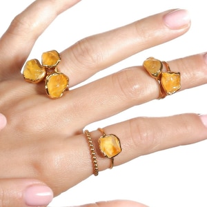 NEUER Roher Citrin Ring für Frauen, Kristallschmuck, Kristallring, Rohedelsteinring, einzigartiger Verlobungsring Heilkristall
