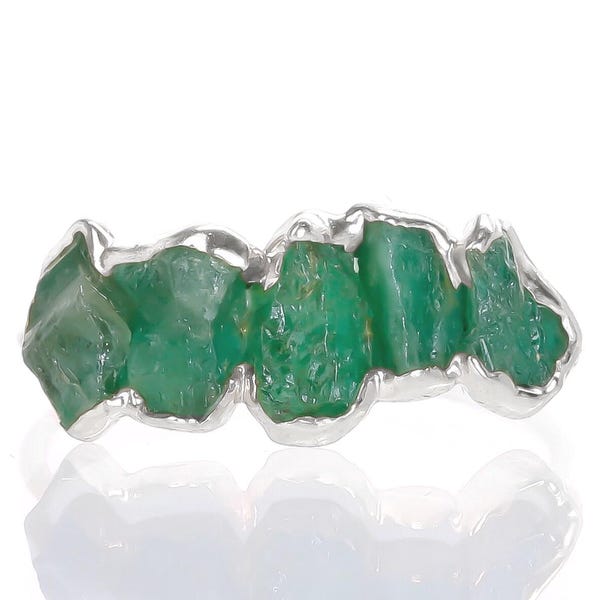 Raw Emerald Sterling Silver Eternity Ring