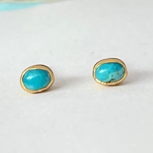 Tiny Round Turquoise Studs • Minimalist Dainty Earrings • Gold Filled • December Birthstone • Something Blue • Simple Bridesmaid Gift