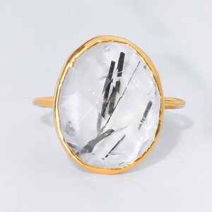Chunky Rutilated Quartz Ring - 24k Gold Filled