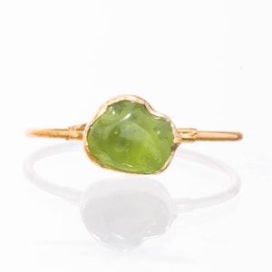 Raw Peridot Ring Gold Filled August Birthstone Whimsigoth Gemstone Jewelry Handmade Item 24k Dip Peridot Birthstone Jewelry image 1