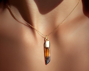 24k Gold Filled Smoky Citrine Necklace: One-of-a-Kind Raw Crystals