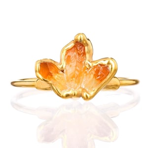 Raw Citrine Fan Ring - 24k Gold Filled