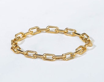 Paperclip Chain Ring, Dainty and Thin Gold Chain Link Stacking Ring, Flexible. Unique Jewelry. Handmade in USA, 14k Gold Filled with 24k Dip