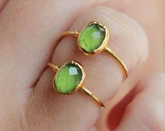 Oval Peridot Ring - Gold Filled August Birthstone Jewelry