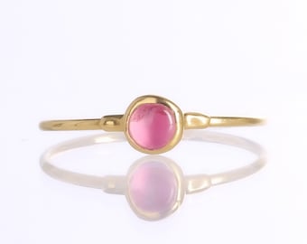 Bubble Gum Pink Tourmaline Ring • Gold Fill • Spring Summer Jewelry • October Birthstone Gift • Pink Gemstone • Dainty Stacking Ring