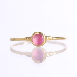 Bubble Gum Pink Tourmaline Ring • Gold Fill • Spring Summer Jewelry • October Birthstone Gift • Pink Gemstone • Dainty Stacking Ring