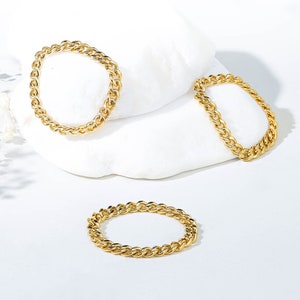 Cuban Link Ring • 14k Gold Fill • Dainty & Thin Gold Curb Chain Stacking Ring • Flexible Unique Jewelry •   Daily Wear • Handmade