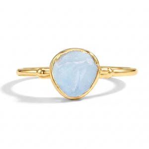 Dainty 24k Gold Filled Raw Aquamarine Ring
