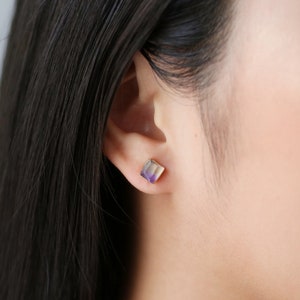 Cubic Raw Ametrine Stud Earrings w/ Gold Fill • Unique Natural Amethyst and Citrine Jewelry • Rough Gemstone •  Handmade in USA
