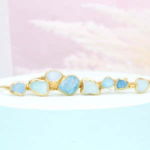 Dainty Raw Aquamarine Ring for Women • Gold Filled • Gemstone Crystal • March Birthstone • Pisces • Something Blue  • 24k Dip • Handmade