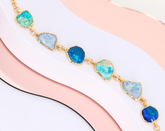 Hero Gold Raw Opal Bracelet, Limited Run, Australian Opal, Raw Gemstone Bracelet, Crystal Bracelet, Unique Gift For Her, Statement Jewelry