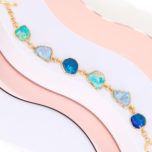 Gold Raw Australian Opal Bracelet - 24k Gold Filled