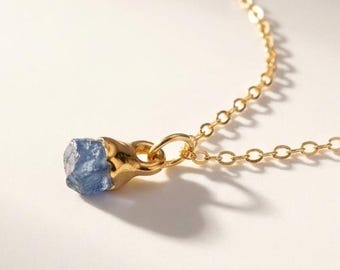24k Gold Filled Raw Sapphire Necklace
