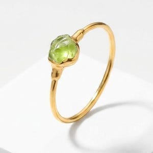Raw Peridot Ring - 24k Gold Filled - Mini