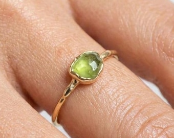 Raw Peridot Ring Mini - 24k Gold Filled