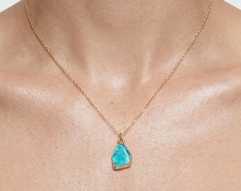 24k Gold Filled Raw Australian Opal Necklace