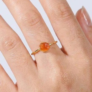 Raw Carnelian Ring - 24k Gold Filled Band